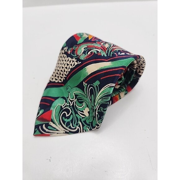V2 By Versace Necktie Mens Silk Tie 1990S Vintage Italy Abstract RETRO Loose Tag - Picture 3 of 8